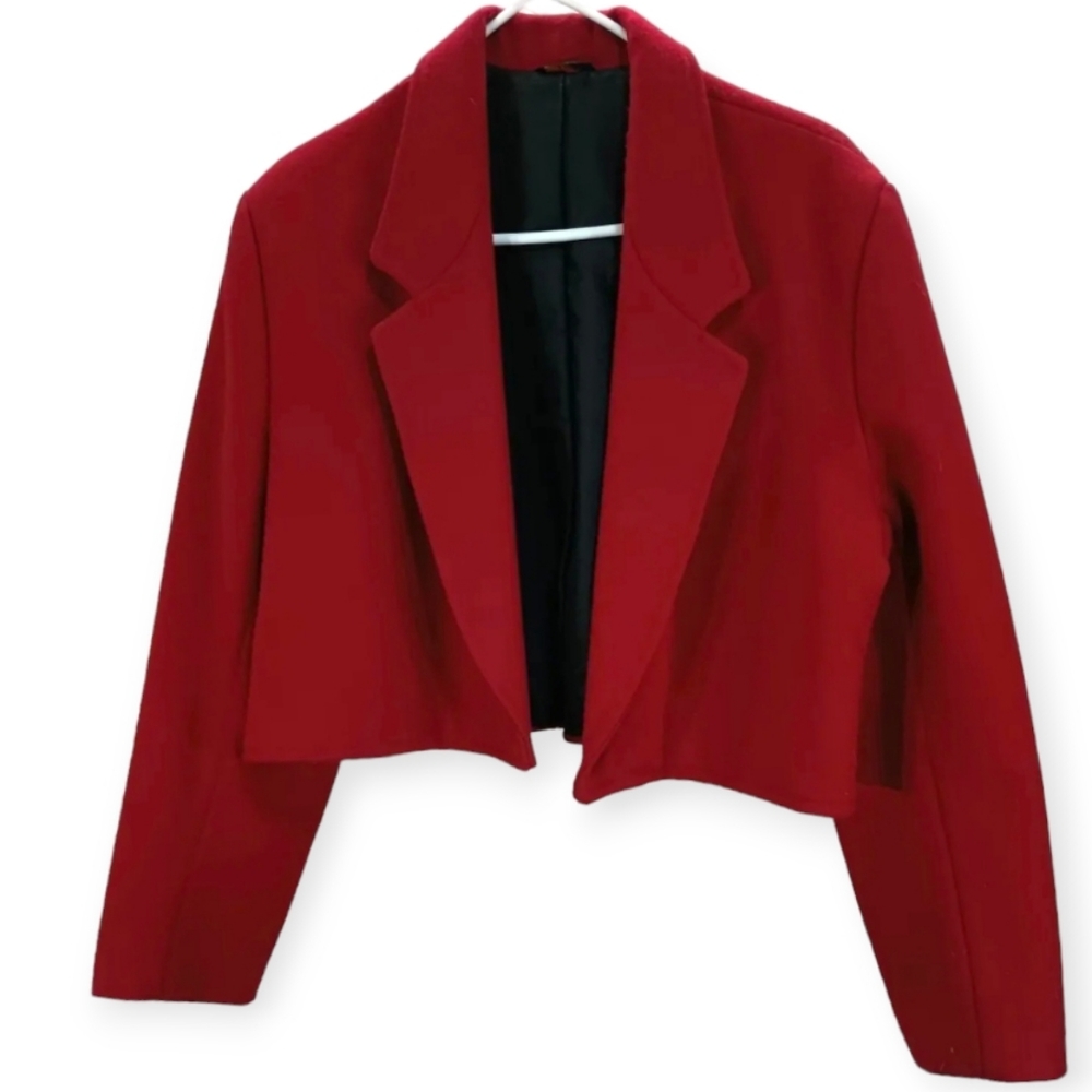 Vintage Pioneer Wear Red Cropped Long Sleeve SZ L/XL Blazer Jacket